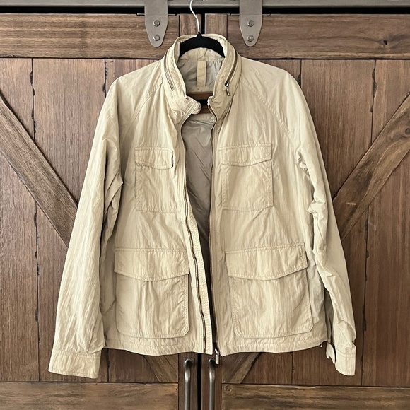 Massimo Dutti Mens Nylon Hooded Utility Jacket Khaki Size Medium - Picture 3 of 9